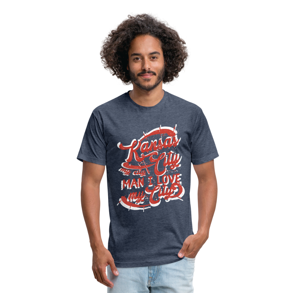 Vintage White/Red "Kansas City My City Man I Love My City" - heather navy