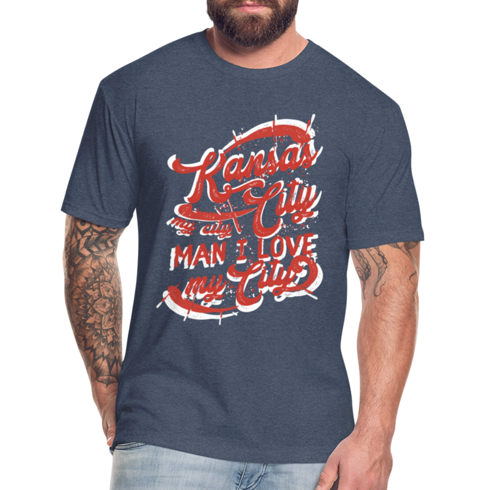 Vintage White/Red "Kansas City My City Man I Love My City" - heather navy