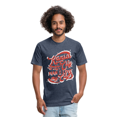 Vintage White/Red "Kansas City My City Man I Love My City" - heather navy