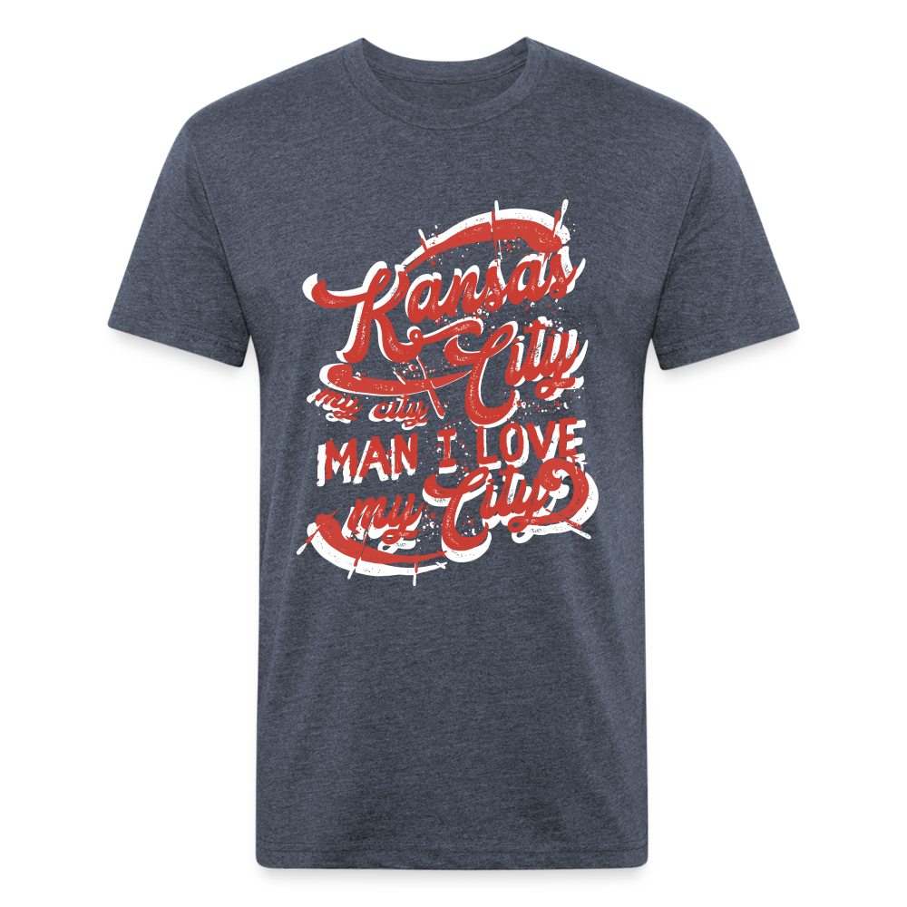 Vintage White/Red "Kansas City My City Man I Love My City" - heather navy