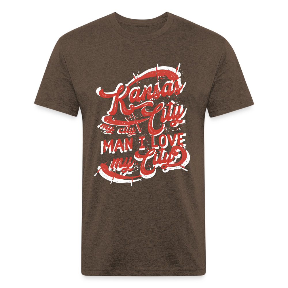 Vintage White/Red "Kansas City My City Man I Love My City" - heather espresso