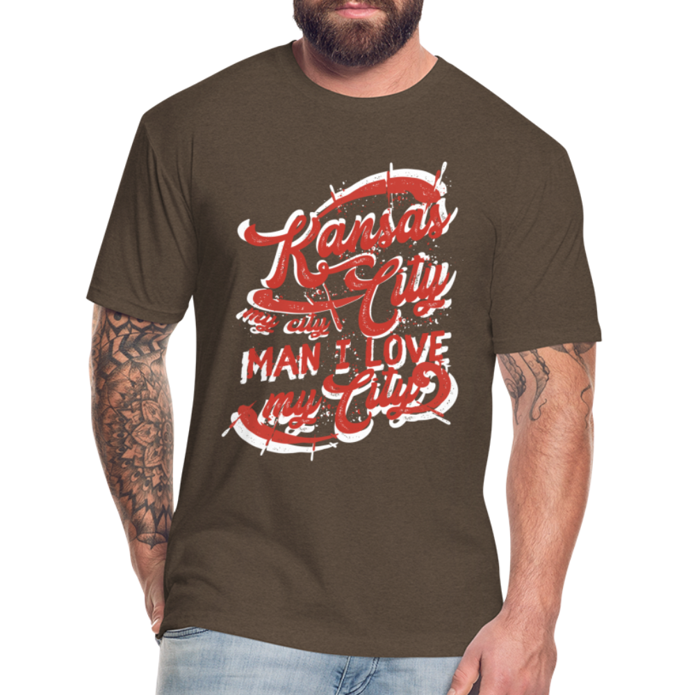 Vintage White/Red "Kansas City My City Man I Love My City" - heather espresso