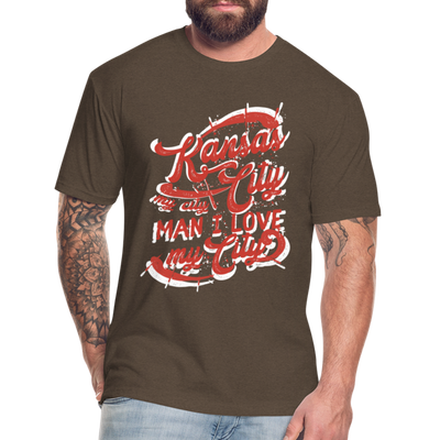 Vintage White/Red "Kansas City My City Man I Love My City" - heather espresso