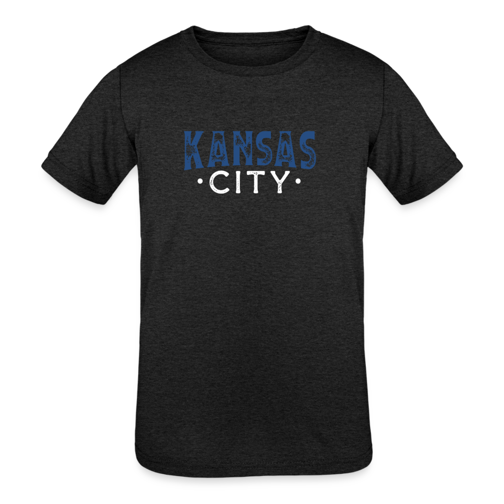 Kids' Tri-Blend Kansas City Blue/White - heather black