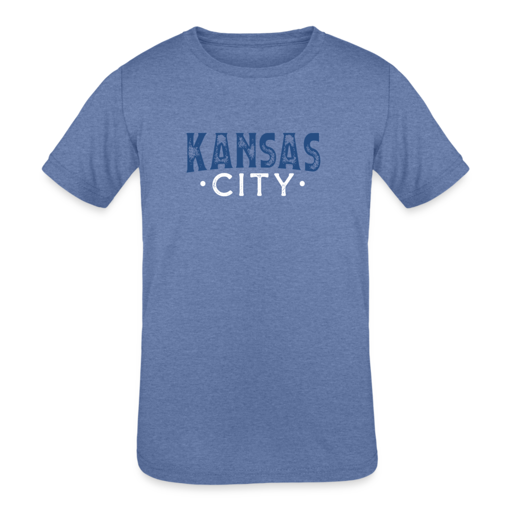 Kids' Tri-Blend Kansas City Blue/White - heather blue